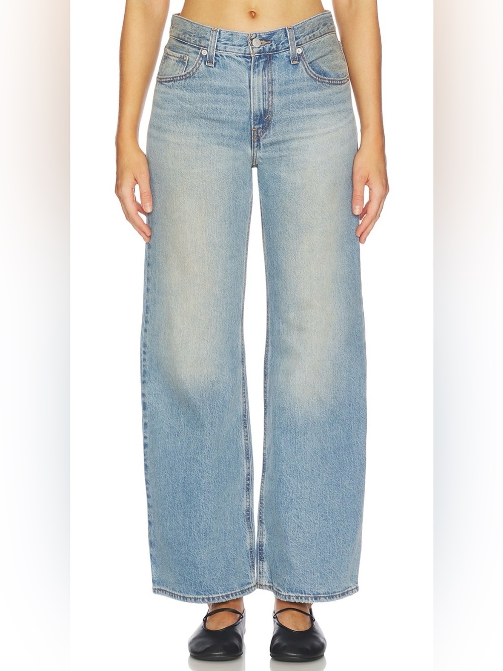 Revolve Levi's '94 Baggy Bootcut Women's 26 Wide Leg Mid Rise Light Blue Denim